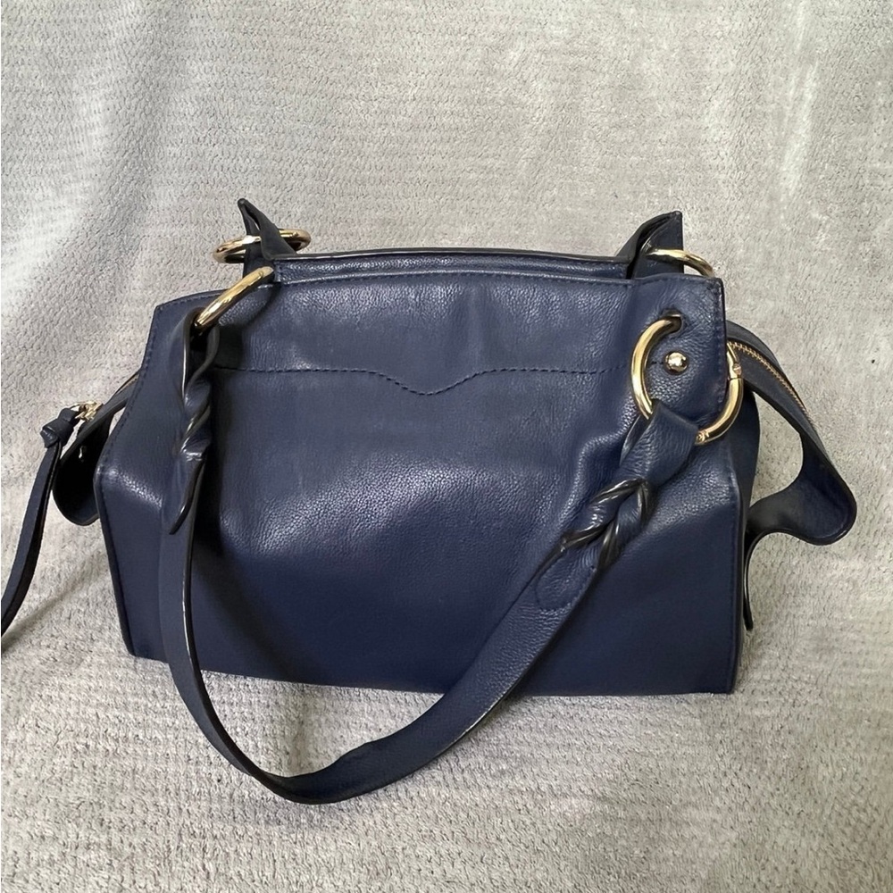 Rebecca minkoff navy and gold leather purse with tassel zipper - Picture 4 of 12